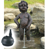 Bermuda Brussels Boy Statue MightMite 1000 Pond Pump