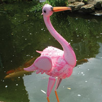 Velda Pink Flamingo/Crane Pond Ornament Version B