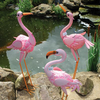 Image of Velda Flamingo/Crane Pond Ornament (Set of 3)