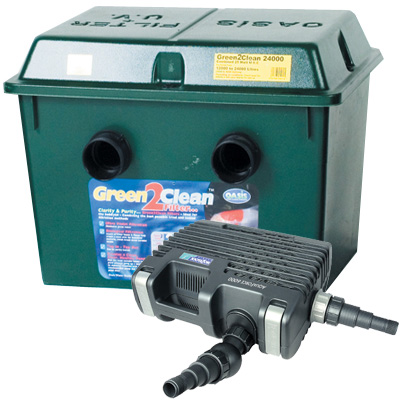 lotus green2clean 18000 filter & hozelock aquaforce 6000 pump set