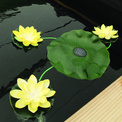 pondxpert solar lilies triple yellow