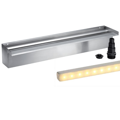 oase stainless steel waterfall 60cm plus led strip