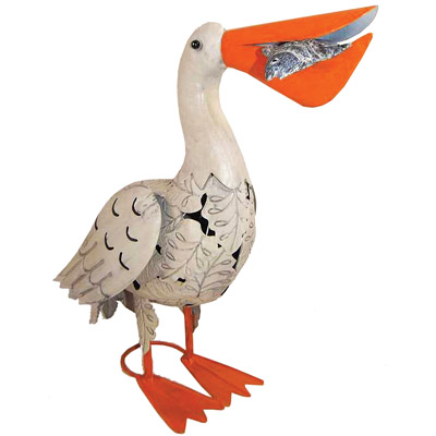 velda pelican with fish pond ornament