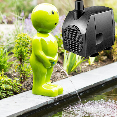 ubbink green 'boy' spitter (large) with 3m x 12mm hose & pondxpert featureflow 1000