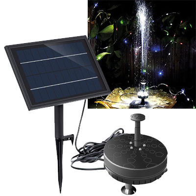pondhero 200 solar pump with battery & colour led