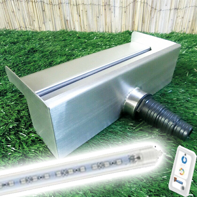 pondxpert stainless steel waterfall 60cm – back fitting with led