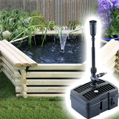 norlog instalog raised wooden pond (100 gallons) + uv pump