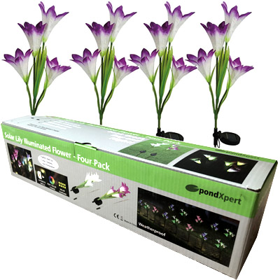 PondXpert Solar Lily Flower (Purple, Set of 4): Solar Lighting: Solar Power  - Buy pond equipment from Pondkeeper: Pond building made easy.