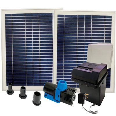   pondxpert solarshower 3000 pump + battery + control unit + adapter