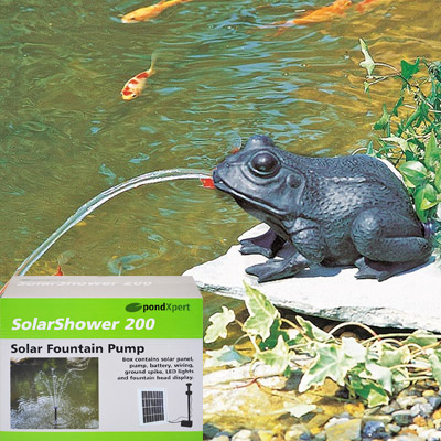pondxpert crouching frog spitter (large) & solarshower 200