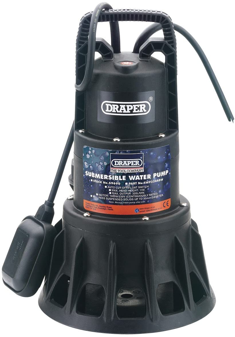 draper swp320 320lpm/19200lph submersible pump with float (69690)
