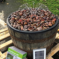 PondXpert Wood Half-Barrel (60cm) Solar Pebble Pond Kit (Battery)